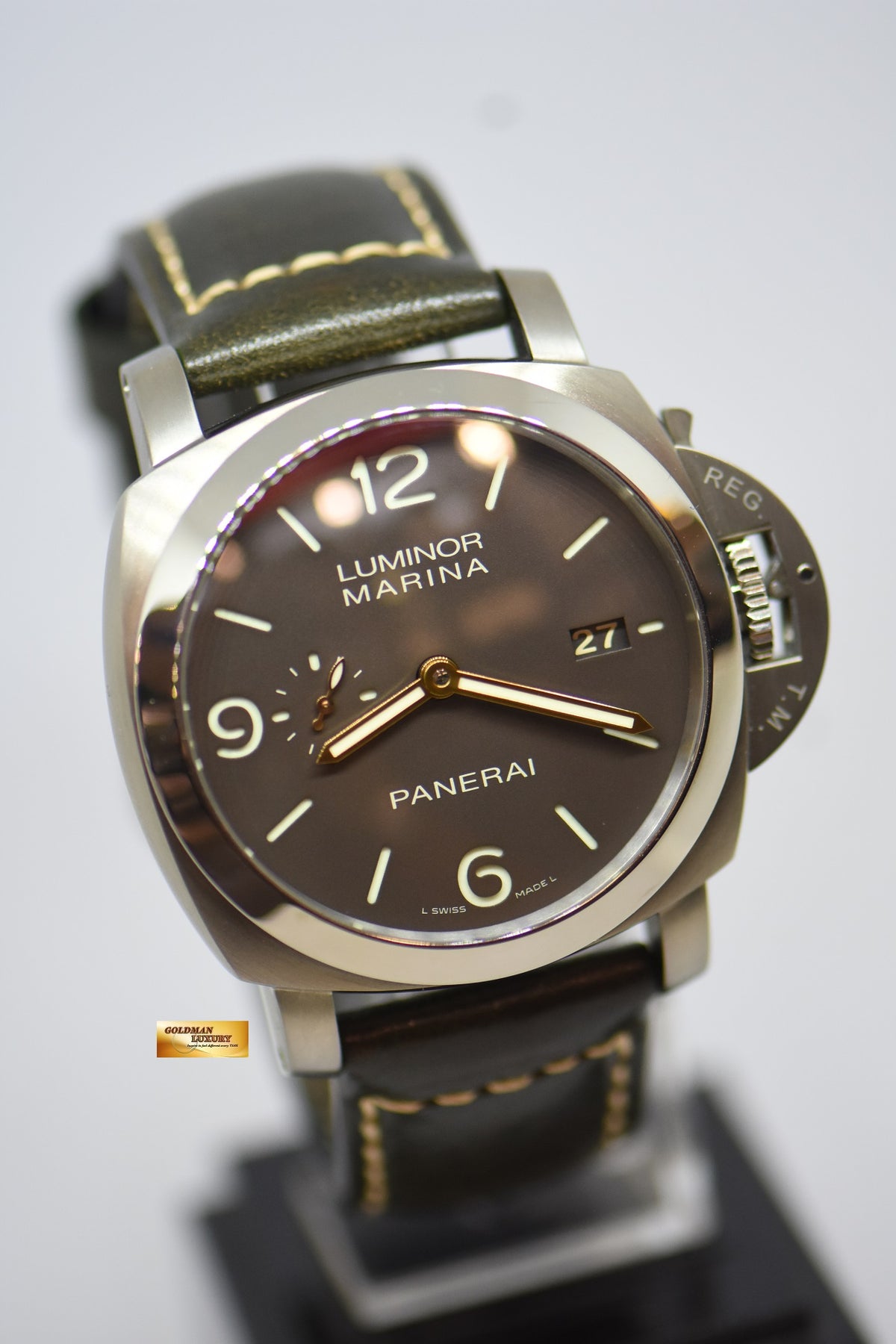 [SOLD] PANERAI LUMINOR MARINA 1950 TITANIUM CASE  44mm TOBACCO BROWN DIAL P.9000 AUTOMATIC PAM 351 (MINT)