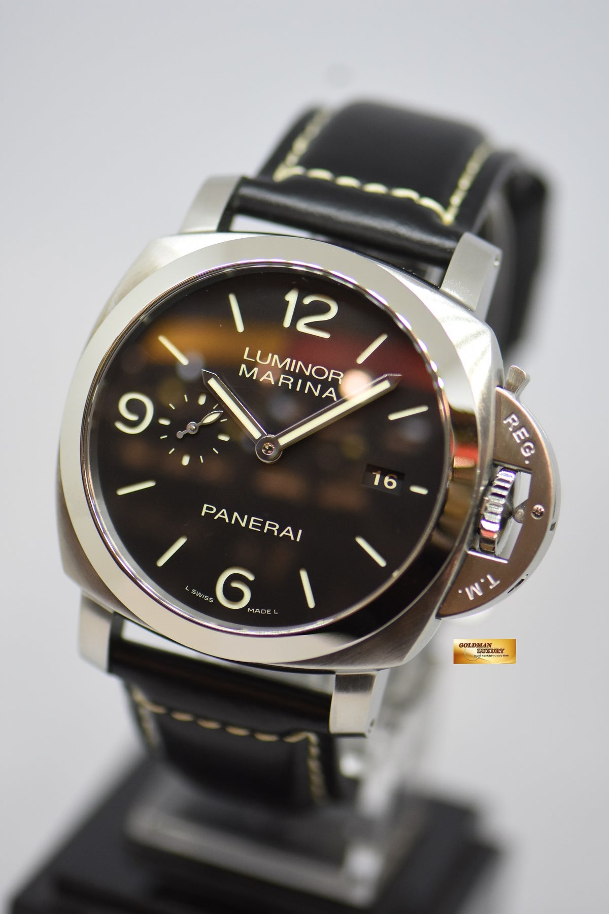 [SOLD] PANERAI LUMINOR MARINA 1950 CASE 44mm STEEL IN LEATHER P.9000 AUTOMATIC PAM 312 (MINT)