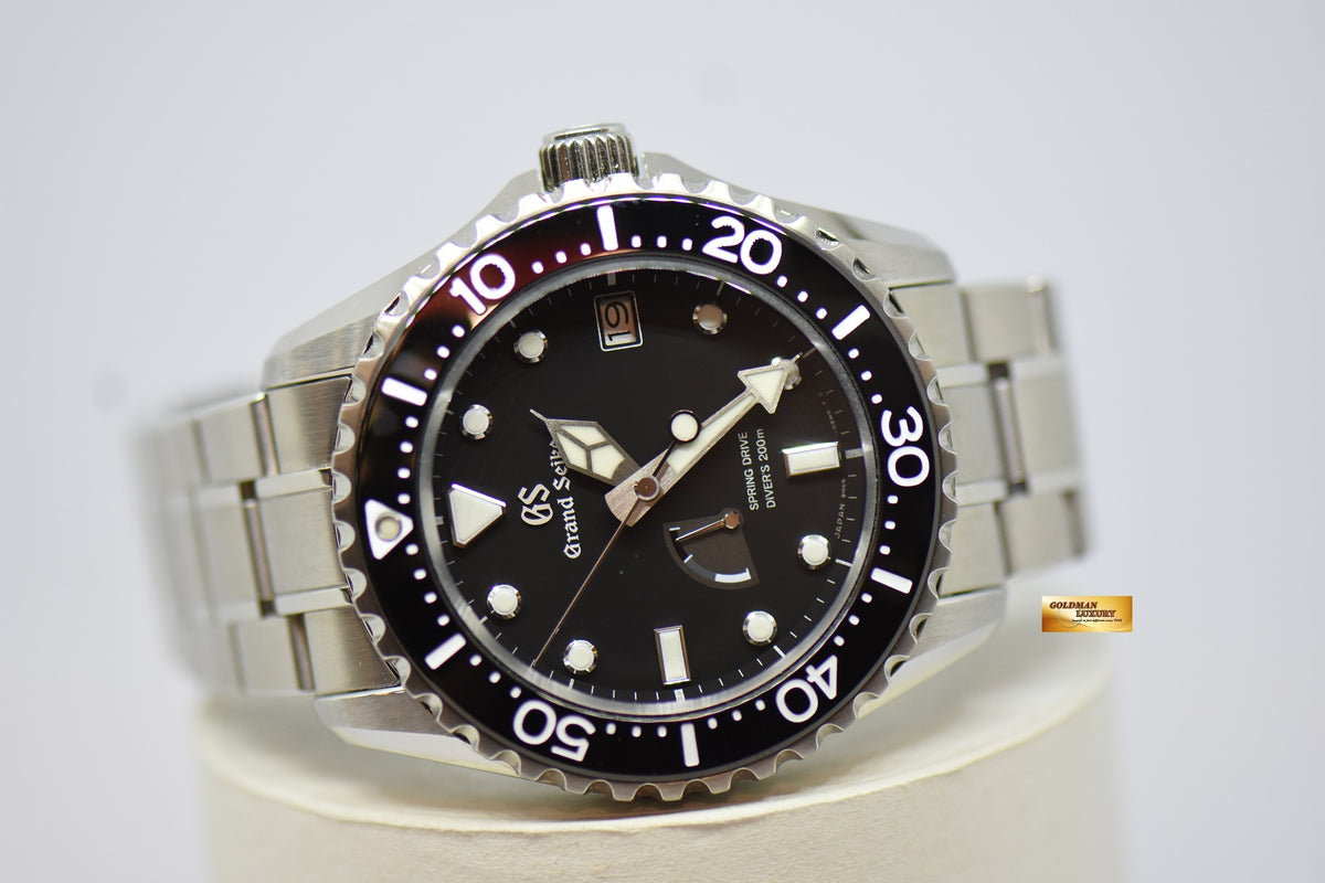 [SOLD] GRAND SEIKO SPRING DRIVE DIVER 44mm STEEL IN BRACELET BLACK DIAL SBGA229G (MINT)