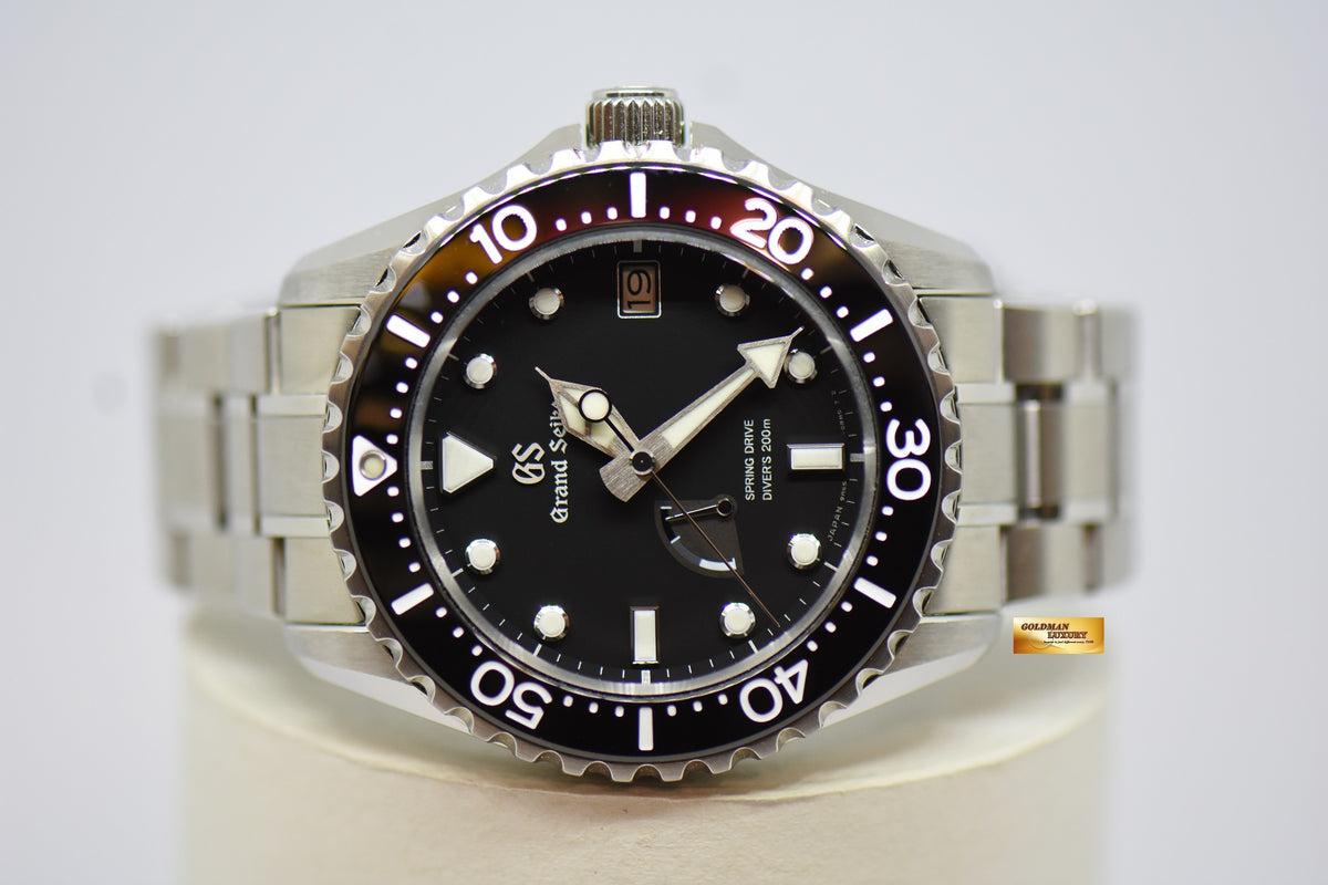 [SOLD] GRAND SEIKO SPRING DRIVE DIVER 44mm STEEL IN BRACELET BLACK DIAL SBGA229G (MINT)