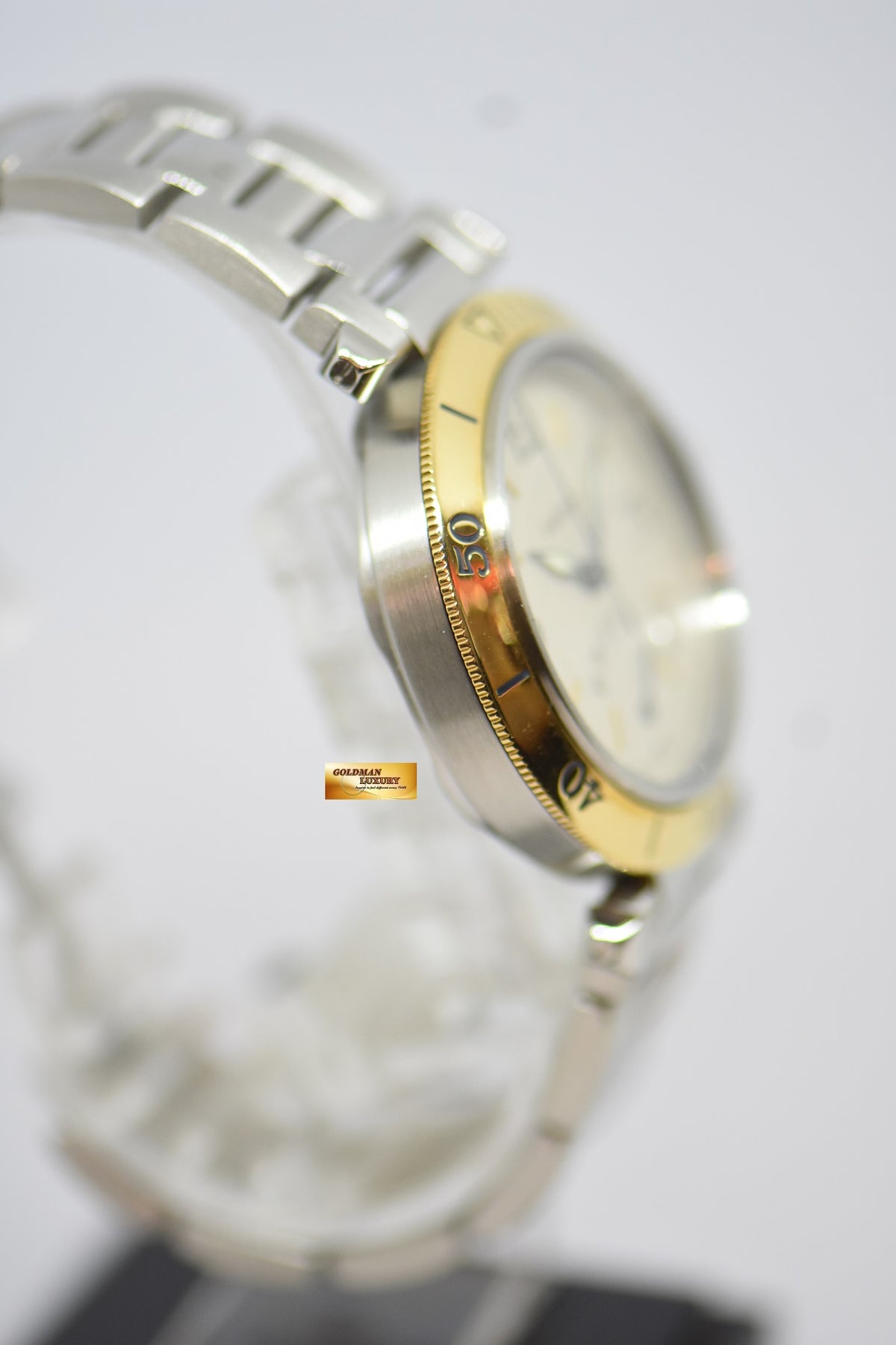 [SOLD] CARTIER PASHA POWER RESERVE 38mm STEEL IN BRACELET GOLD BEZEL AUTOMATIC 1033 (MINT)