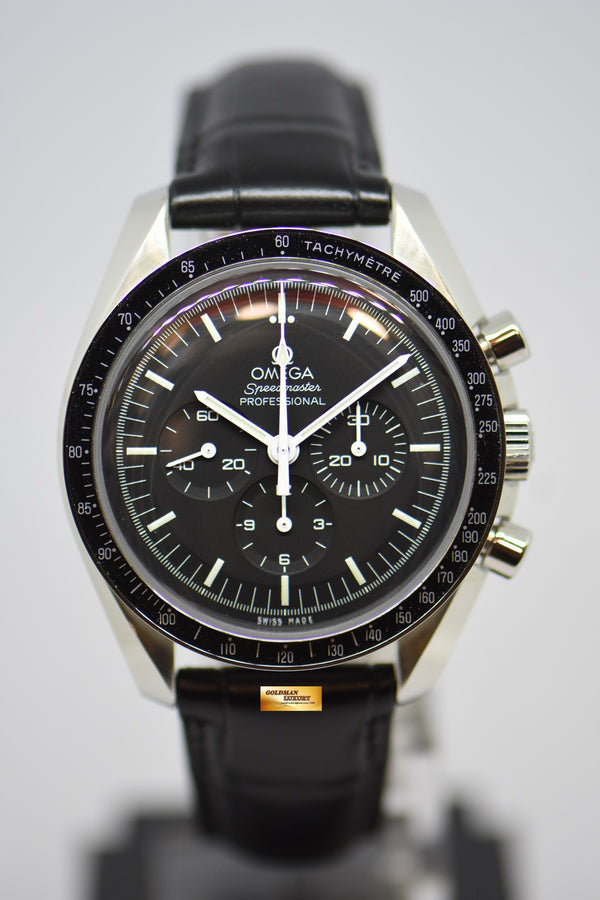 [SOLD] OMEGA SPEEDMASTER MOONWATCH CHRONOGRAPH IN LEATHER STRAP C.1861 MANUAL WINDING HESALITE CRYSTAL (LNIB)