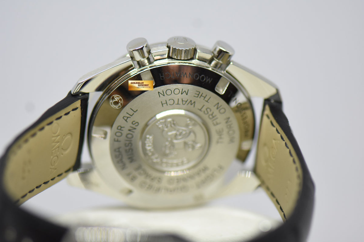 [SOLD] OMEGA SPEEDMASTER MOONWATCH CHRONOGRAPH IN LEATHER STRAP C.1861 MANUAL WINDING HESALITE CRYSTAL (LNIB)