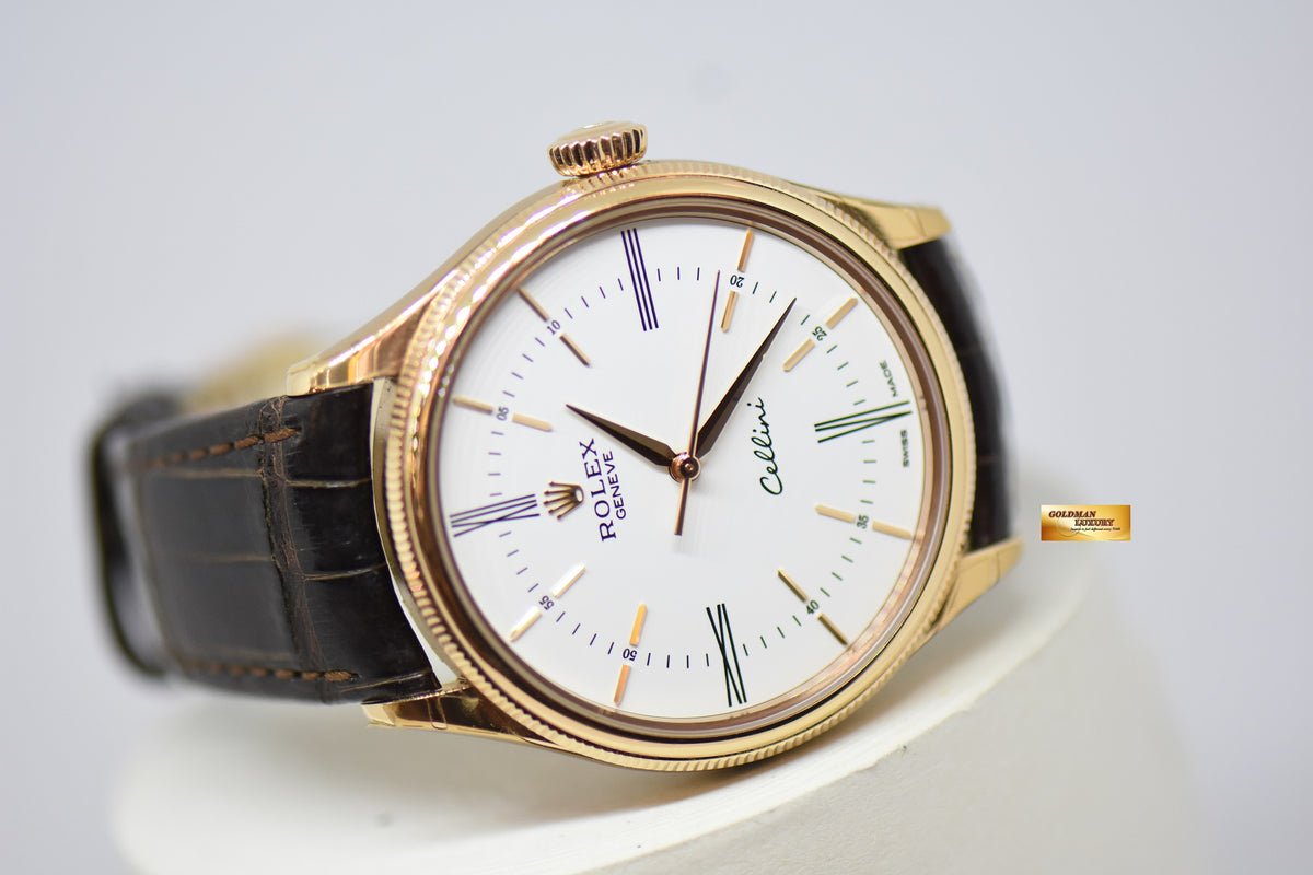 [SOLD] ROLEX CELLINI TIME 39mm EVEROSE GOLD MEN’S AUTOMATIC WHITE DIAL 50505 (LNIB)