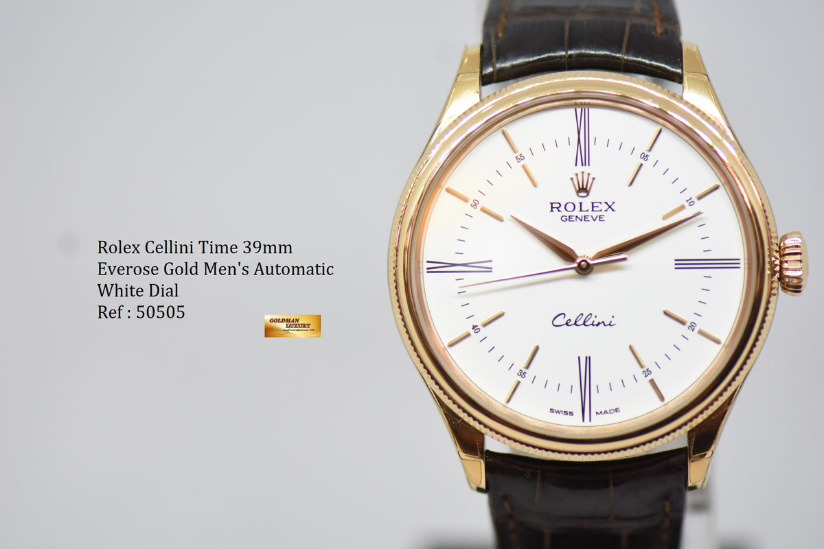 [SOLD] ROLEX CELLINI TIME 39mm EVEROSE GOLD MEN’S AUTOMATIC WHITE DIAL 50505 (LNIB)