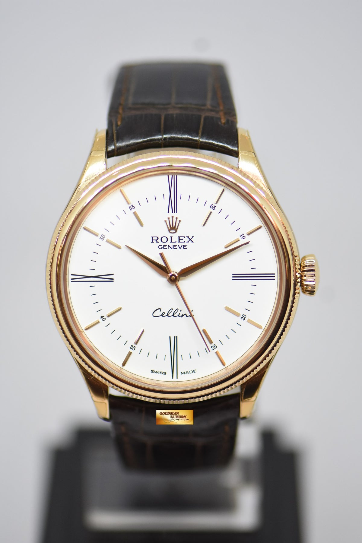 [SOLD] ROLEX CELLINI TIME 39mm EVEROSE GOLD MEN’S AUTOMATIC WHITE DIAL 50505 (LNIB)