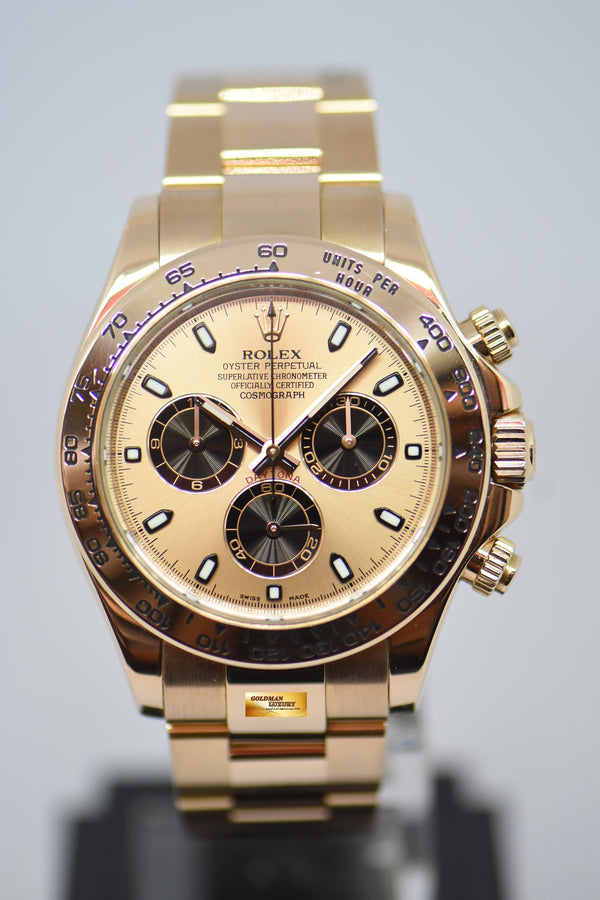 [SOLD] ROLEX OYSTER PERPETUAL DAYTONA CHRONOGRAPH EVEROSE GOLD 40mm IN OYSTER BRACELET CHAMPAGNE DIAL 116505 (MINT)