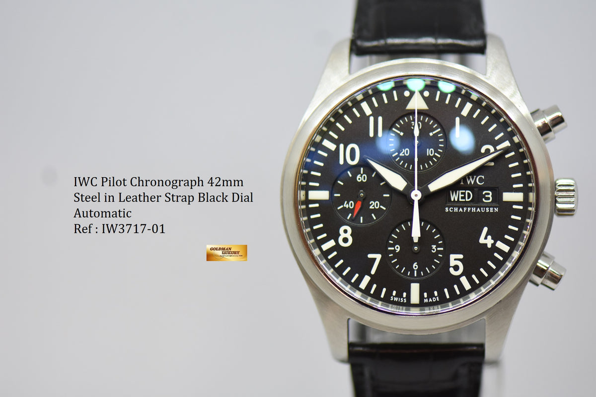 [SOLD] IWC PILOT MEN’S CHRONOGRAPH 42mm DAY-DATE AUTOMATIC IW3717-01 (MINT)