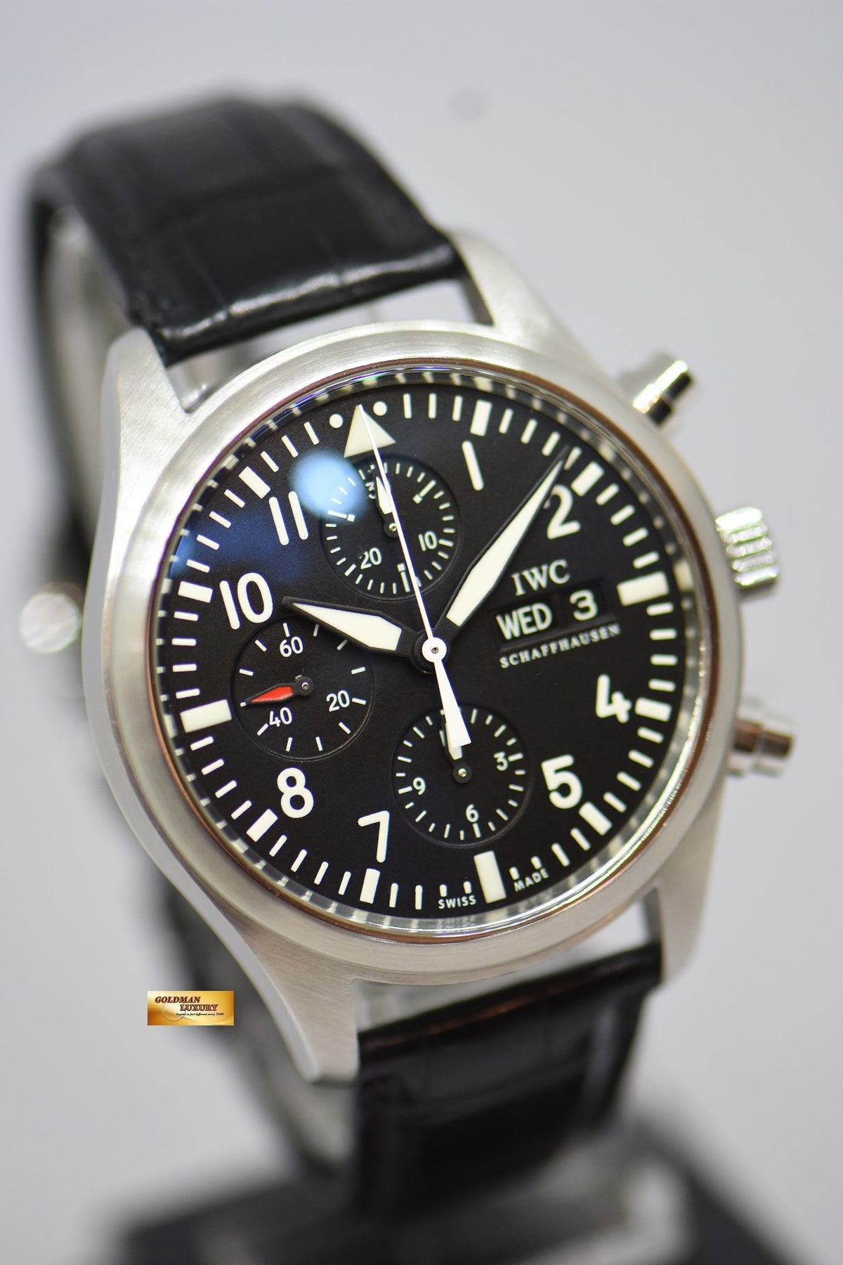 [SOLD] IWC PILOT MEN’S CHRONOGRAPH 42mm DAY-DATE AUTOMATIC IW3717-01 (MINT)