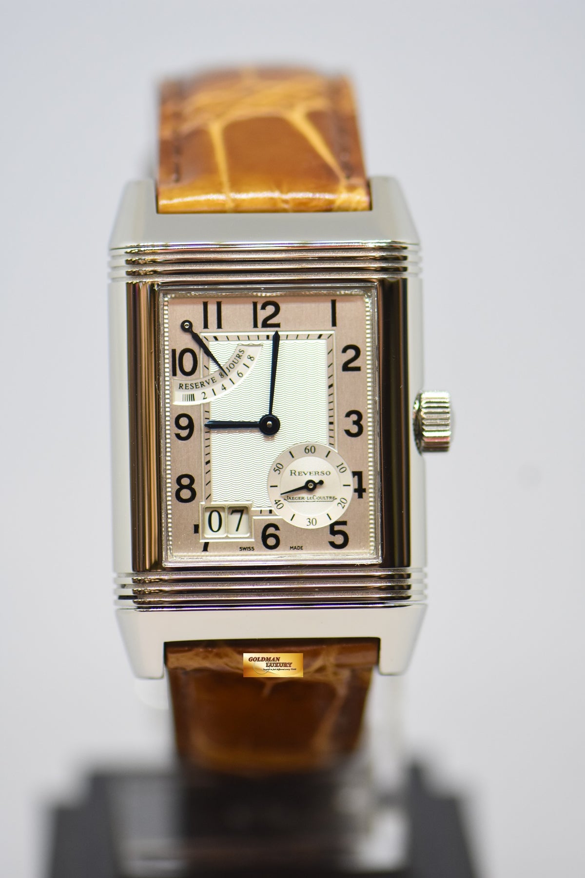 [SOLD] JLC REVERSO GRANDE DATE 8 DAYS POWER RESERVE STAINLESS STEEL MANUAL WINDING 240.8.15 (MINT)