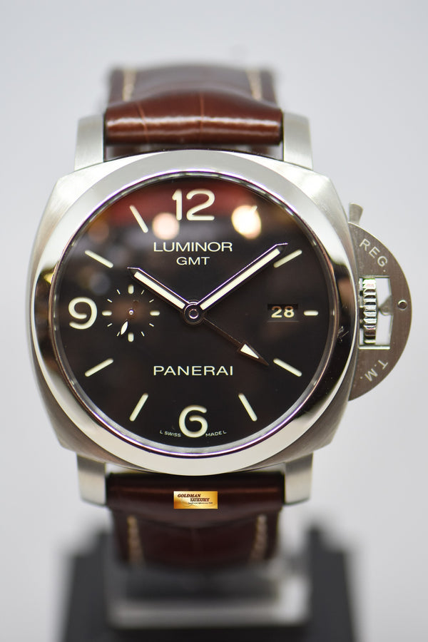 [SOLD] PANERAI LUMINOR MARINA GMT 1950 CASE 44mm STEEL IN LEATHER P.9001 AUTOMATIC PAM 320 (NEAR MINT)