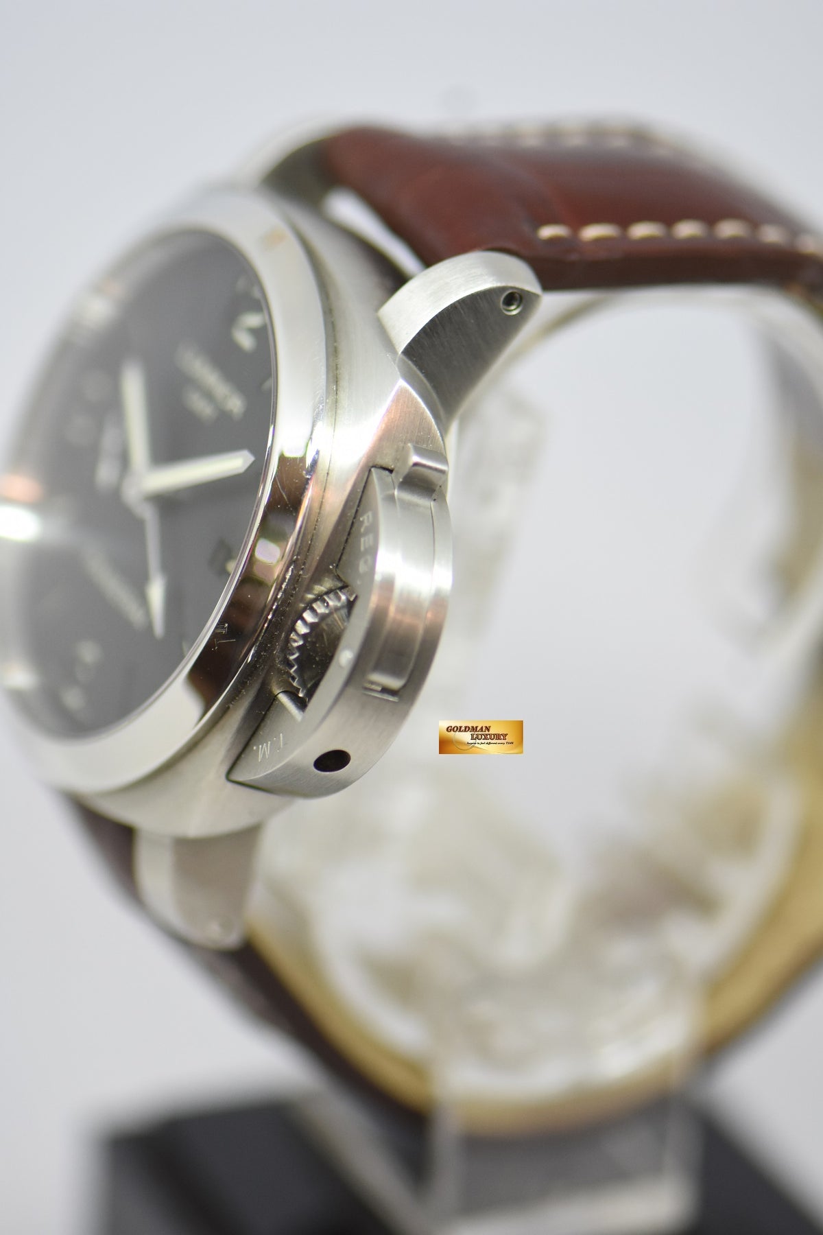 [SOLD] PANERAI LUMINOR MARINA GMT 1950 CASE 44mm STEEL IN LEATHER P.9001 AUTOMATIC PAM 320 (NEAR MINT)