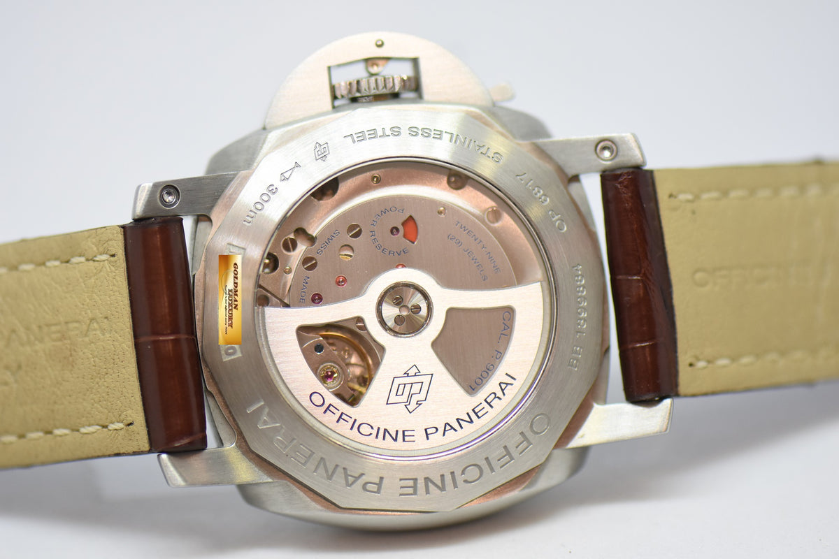 [SOLD] PANERAI LUMINOR MARINA GMT 1950 CASE 44mm STEEL IN LEATHER P.9001 AUTOMATIC PAM 320 (NEAR MINT)