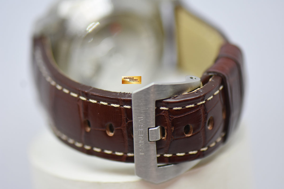 [SOLD] PANERAI LUMINOR MARINA GMT 1950 CASE 44mm STEEL IN LEATHER P.9001 AUTOMATIC PAM 320 (NEAR MINT)