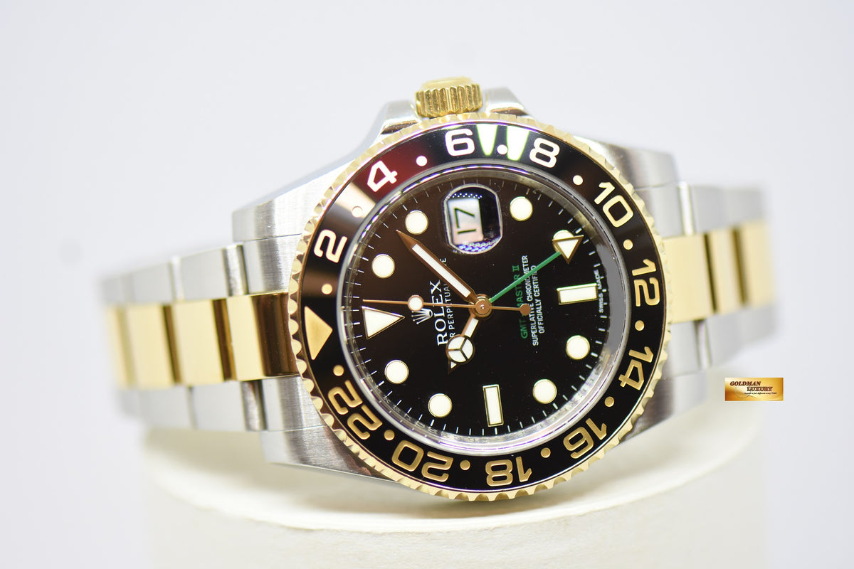 [SOLD] ROLEX OYSTER PERPETUAL GMT-MASTER II HALF-GOLD CERAMIC BLACK AUTOMATIC 116713LN (MINT)