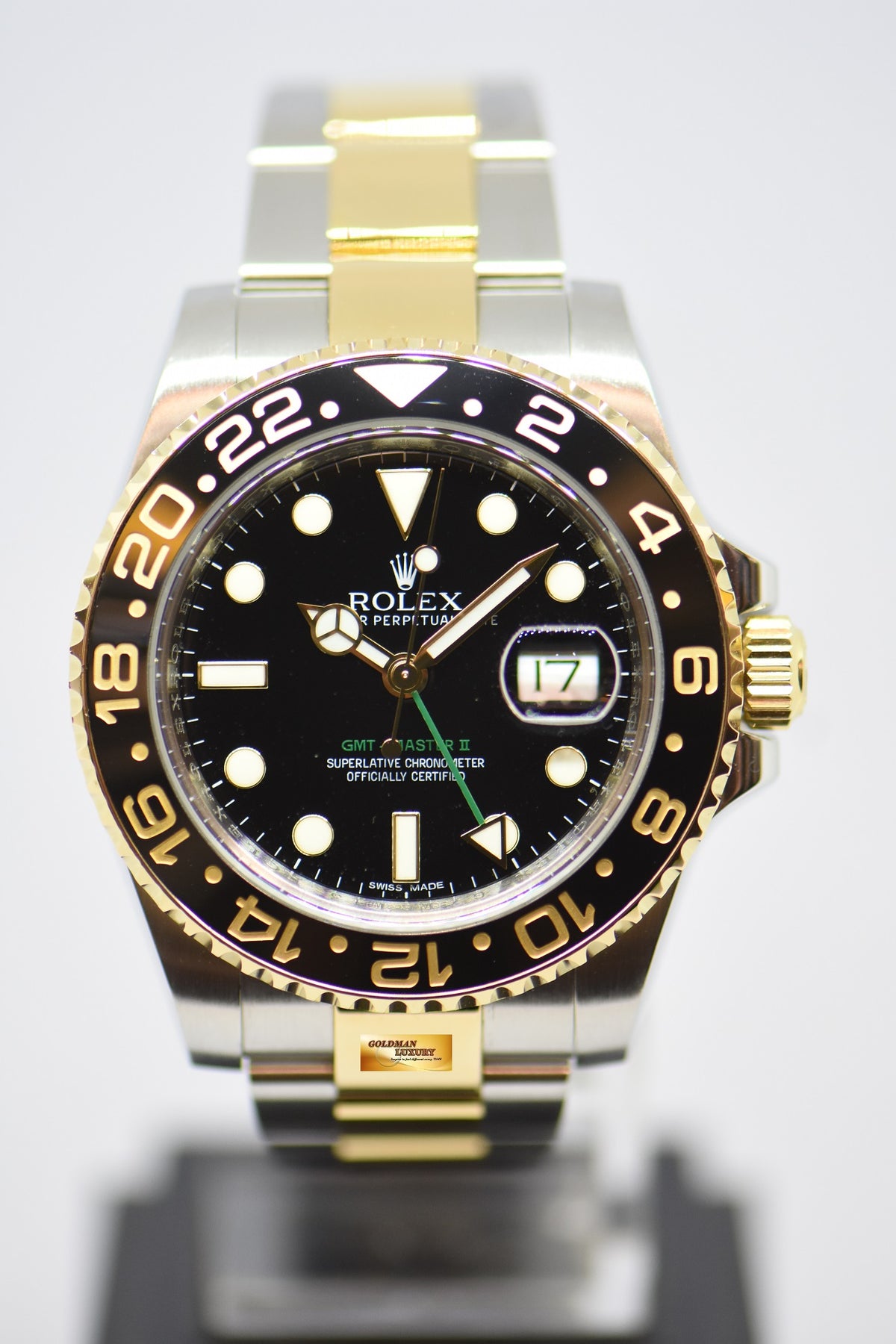 [SOLD] ROLEX OYSTER PERPETUAL GMT-MASTER II HALF-GOLD CERAMIC BLACK AUTOMATIC 116713LN (MINT)