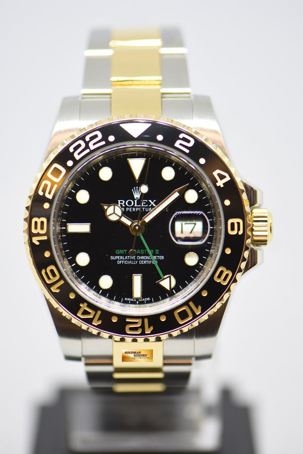 [SOLD] ROLEX OYSTER PERPETUAL GMT-MASTER II HALF-GOLD CERAMIC BLACK AUTOMATIC 116713LN (MINT)