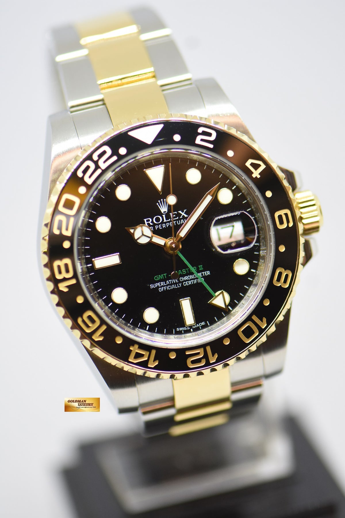 [SOLD] ROLEX OYSTER PERPETUAL GMT-MASTER II HALF-GOLD CERAMIC BLACK AUTOMATIC 116713LN (MINT)