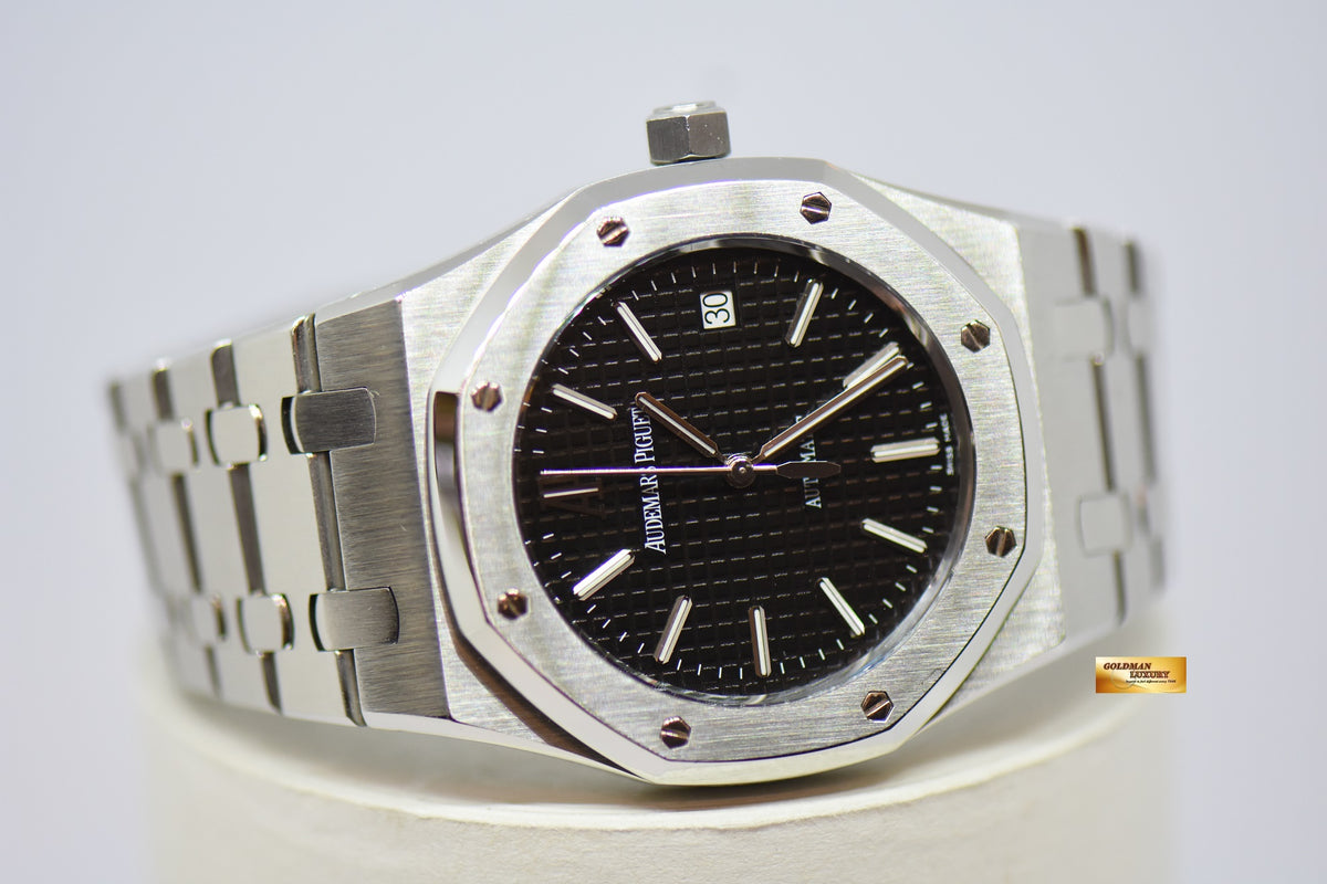 [SOLD] AUDEMARS PIGUET ROYAL OAK 39mm STEEL IN BRACELET BLACK AUTOMATIC 15300ST (MINT)