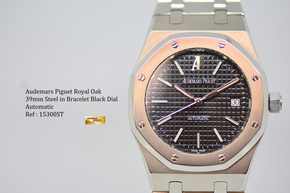 [SOLD] AUDEMARS PIGUET ROYAL OAK 39mm STEEL IN BRACELET BLACK AUTOMATIC 15300ST (MINT)