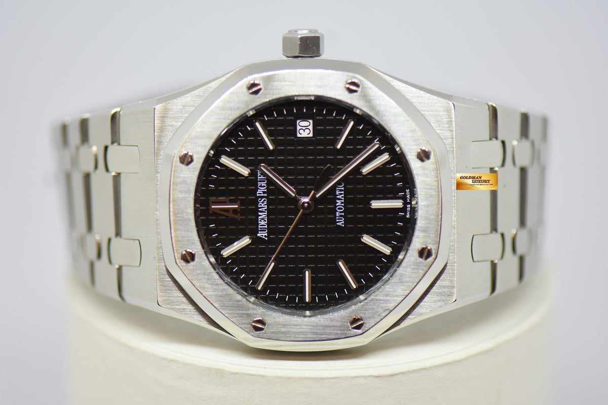 [SOLD] AUDEMARS PIGUET ROYAL OAK 39mm STEEL IN BRACELET BLACK AUTOMATIC 15300ST (MINT)