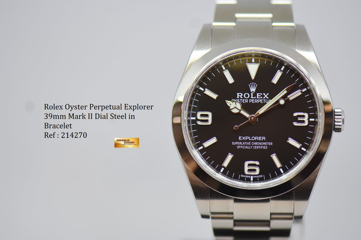 [SOLD] ROLEX OYSTER EXPLORER 39mm MARK II DIAL STEEL IN BRACELET BLACK 214270 (MINT)