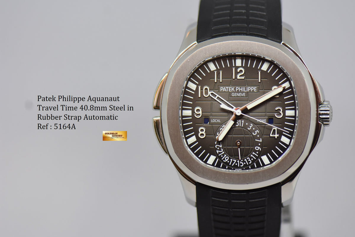 [SOLD] PATEK PHILIPPE AQUANAUT TRAVEL TIME 40.8mm STEEL IN RUBBER 5164A AUTOMATIC (LNIB)