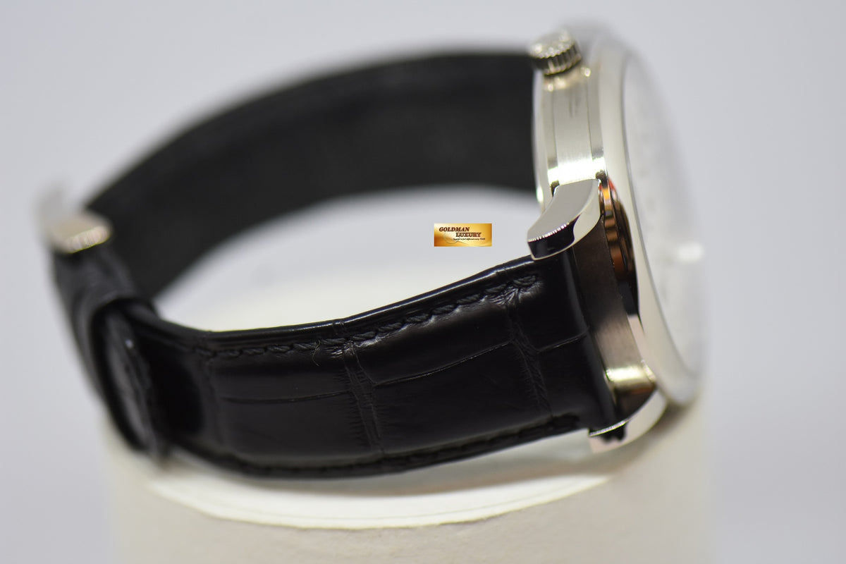 [SOLD] A.LANGE & SOHNE LANGE 1 TIME ZONE 41.9mm SILVERED DIAL BIG DATE GMT WHITE GOLD IN LEATHER STRAP MANUAL WINDING 116.039 (MINT)