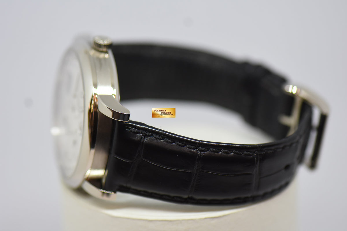 [SOLD] A.LANGE & SOHNE LANGE 1 TIME ZONE 41.9mm SILVERED DIAL BIG DATE GMT WHITE GOLD IN LEATHER STRAP MANUAL WINDING 116.039 (MINT)