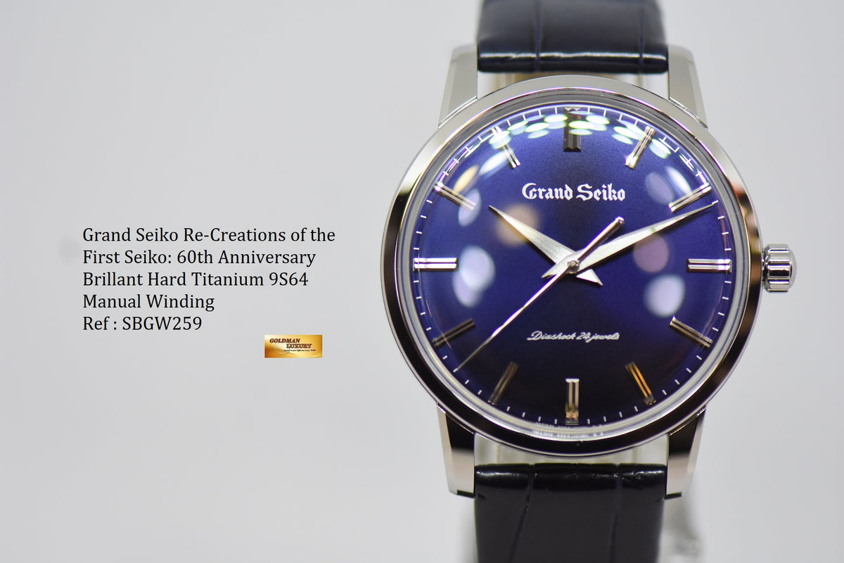 [SOLD] GRAND SEIKO RE-CREATION 60TH ANNIVERSARY 38mm HARD TITANIUM BLUE DIAL MANUAL WINDING SBGW259 (NEW-UNWORN)