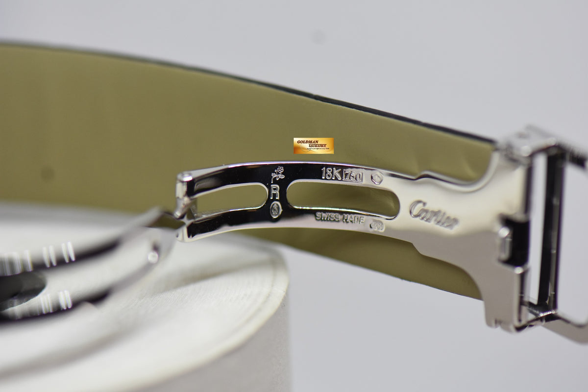 [SOLD] CARTIER TANK AMERICAINE XL DARK GREY GUILLOCHE WHITE GOLD IN LEATHER STRAP AUTOMATIC 1741 (MINT)