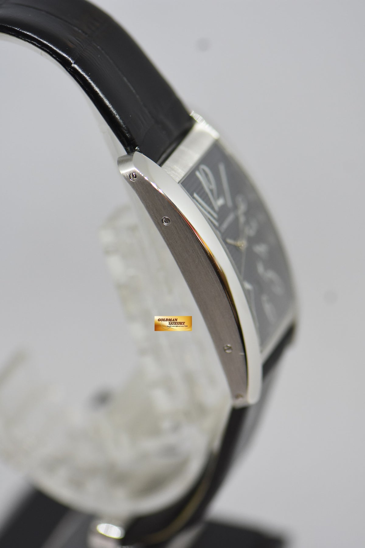 [SOLD] CARTIER TANK AMERICAINE XL DARK GREY GUILLOCHE WHITE GOLD IN LEATHER STRAP AUTOMATIC 1741 (MINT)