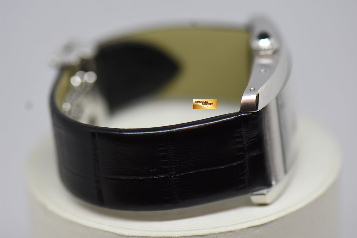 [SOLD] CARTIER TANK AMERICAINE XL DARK GREY GUILLOCHE WHITE GOLD IN LEATHER STRAP AUTOMATIC 1741 (MINT)