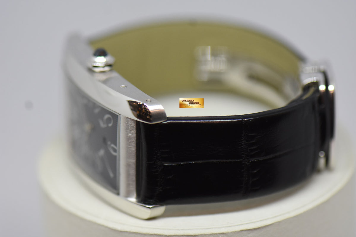 [SOLD] CARTIER TANK AMERICAINE XL DARK GREY GUILLOCHE WHITE GOLD IN LEATHER STRAP AUTOMATIC 1741 (MINT)