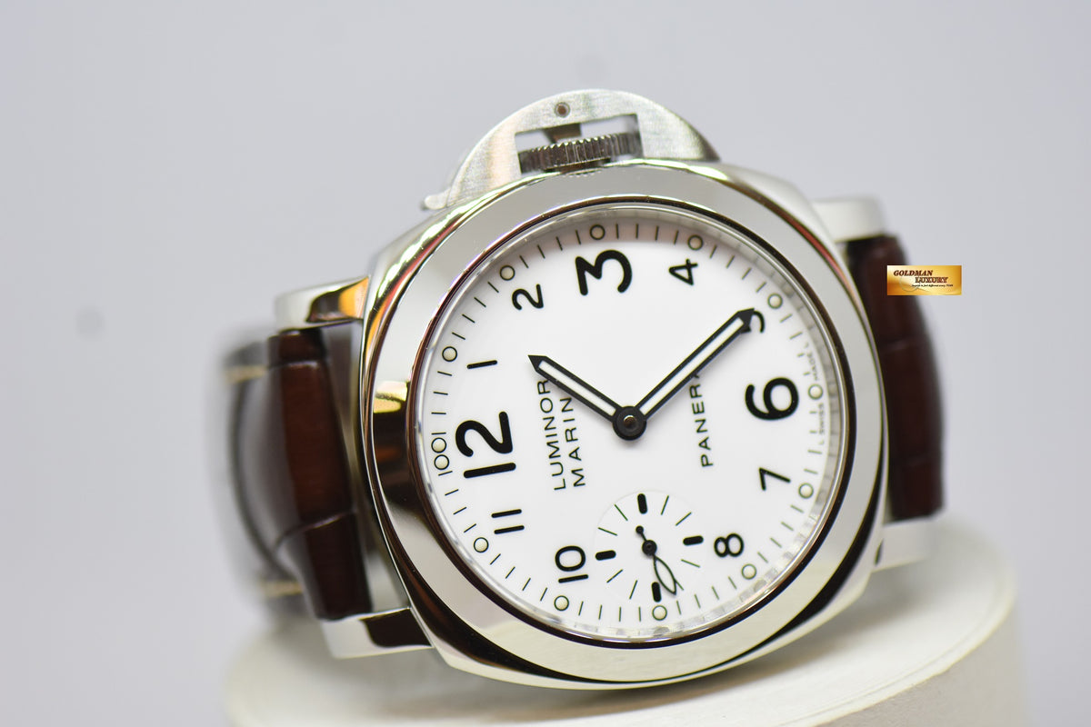[SOLD] PANERAI LUMINOR MARINA 44mm STEEL IN LEATHER STRAP WHITE DIAL MANUAL WINDING PAM 113 (NEAR MINT)