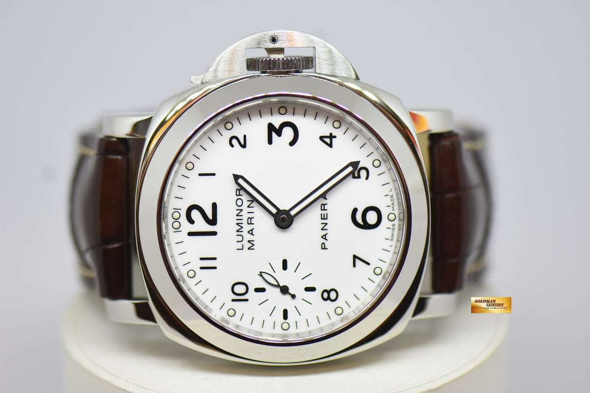 [SOLD] PANERAI LUMINOR MARINA 44mm STEEL IN LEATHER STRAP WHITE DIAL MANUAL WINDING PAM 113 (NEAR MINT)