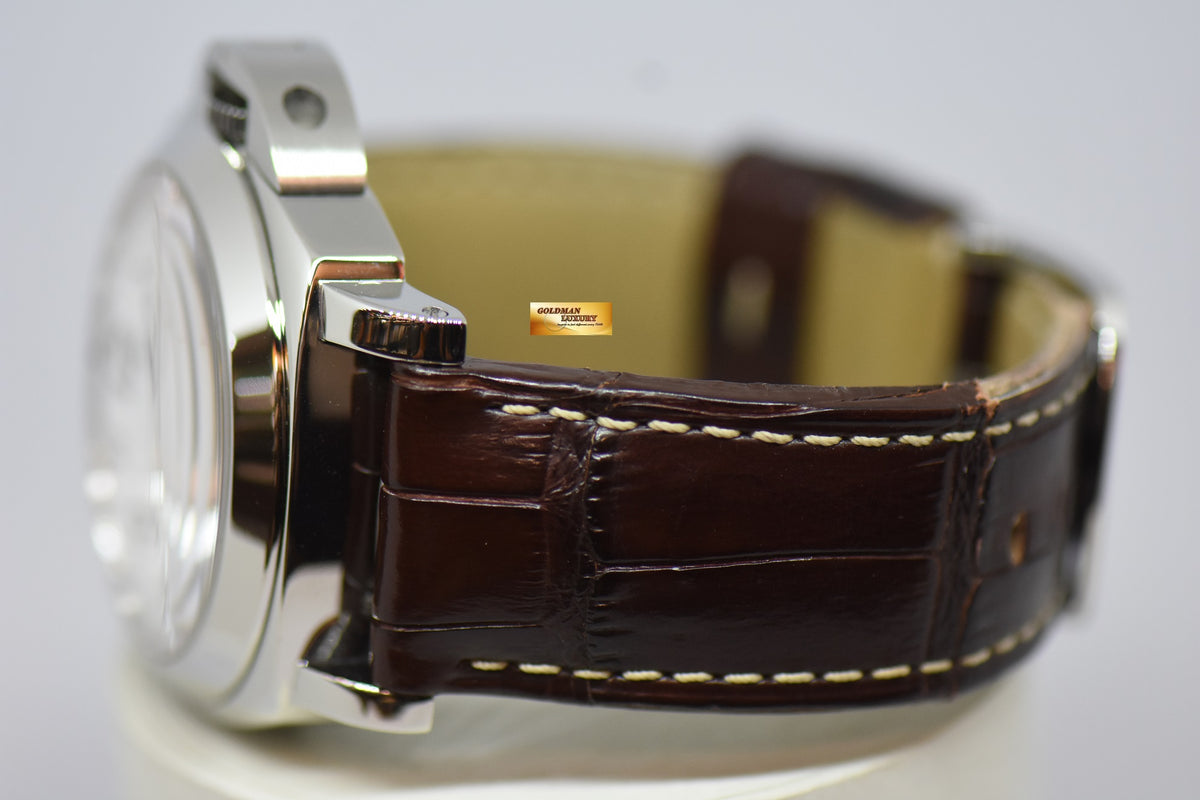 [SOLD] PANERAI LUMINOR MARINA 44mm STEEL IN LEATHER STRAP WHITE DIAL MANUAL WINDING PAM 113 (NEAR MINT)