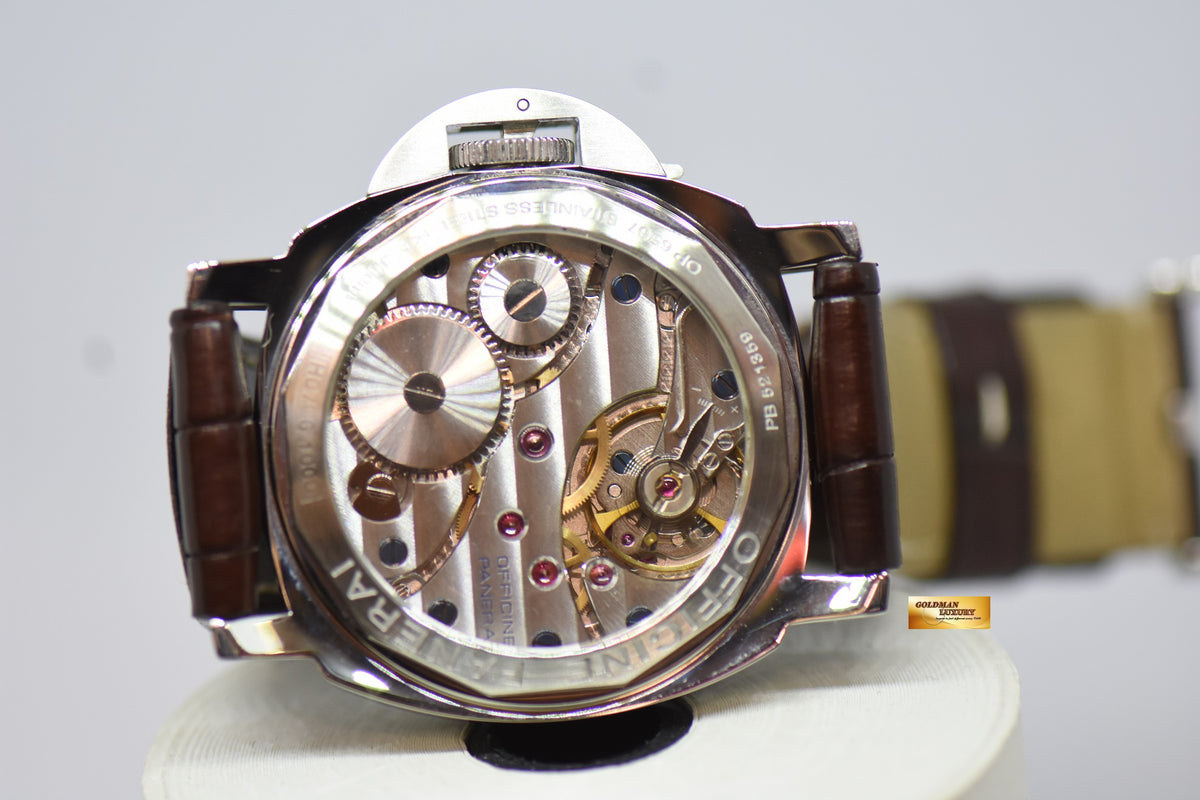[SOLD] PANERAI LUMINOR MARINA 44mm STEEL IN LEATHER STRAP WHITE DIAL MANUAL WINDING PAM 113 (NEAR MINT)