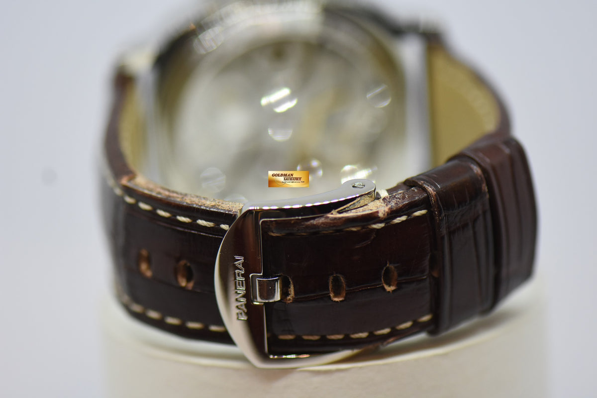[SOLD] PANERAI LUMINOR MARINA 44mm STEEL IN LEATHER STRAP WHITE DIAL MANUAL WINDING PAM 113 (NEAR MINT)