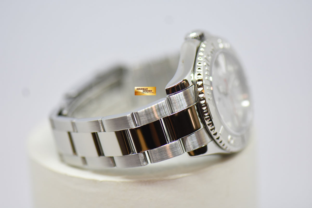 [SOLD] ROLEX OYSTER PERPETUAL YACHT-MASTER 35mm LADIES MIDSIZE STEEL IN BRACELET PLATINUM DIAL / BEZEL 168622 (MINT)