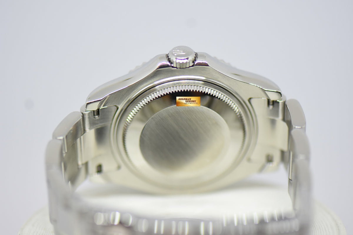 [SOLD] ROLEX OYSTER PERPETUAL YACHT-MASTER 35mm LADIES MIDSIZE STEEL IN BRACELET PLATINUM DIAL / BEZEL 168622 (MINT)