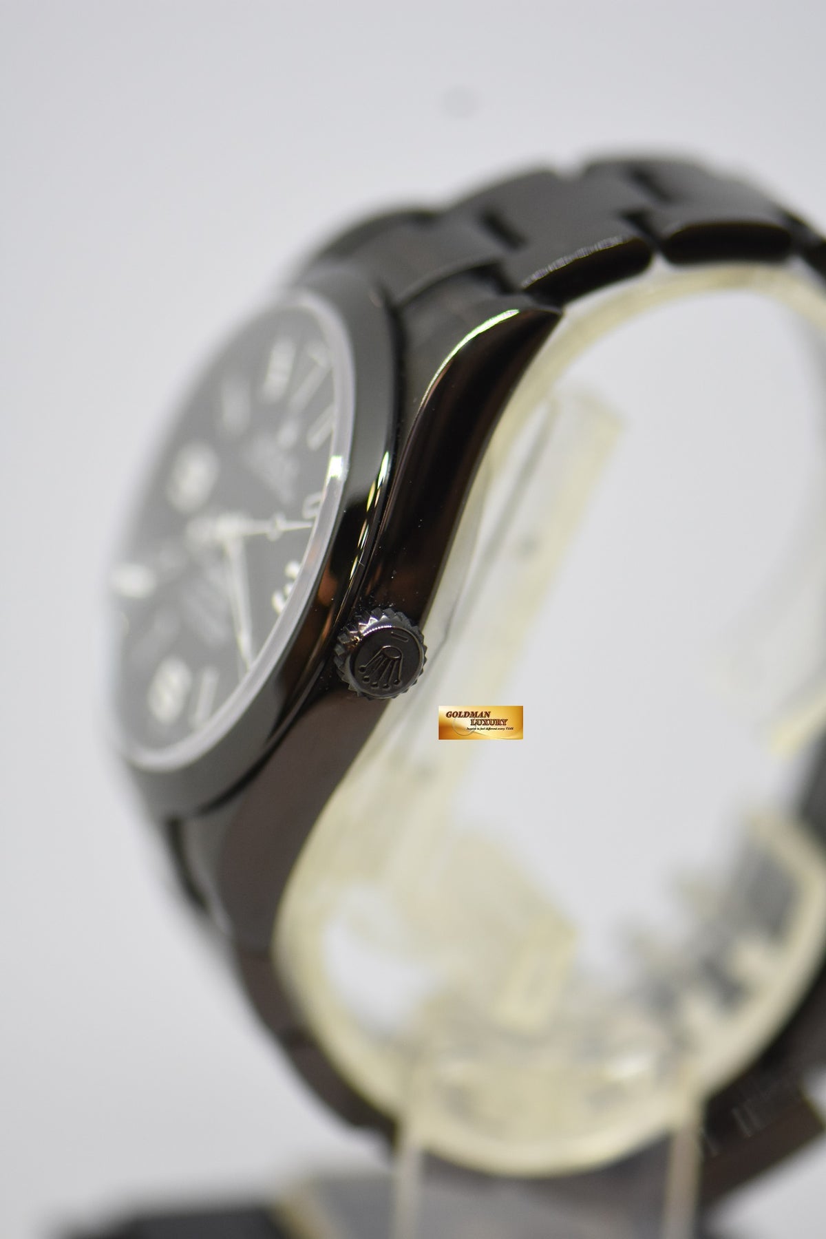 [SOLD] BAMFORD ROLEX OYSTER EXPLORER 39mm BLACK DIAL DLC BLACK COATING IN STEEL BRACELET 214270 (LNIB)