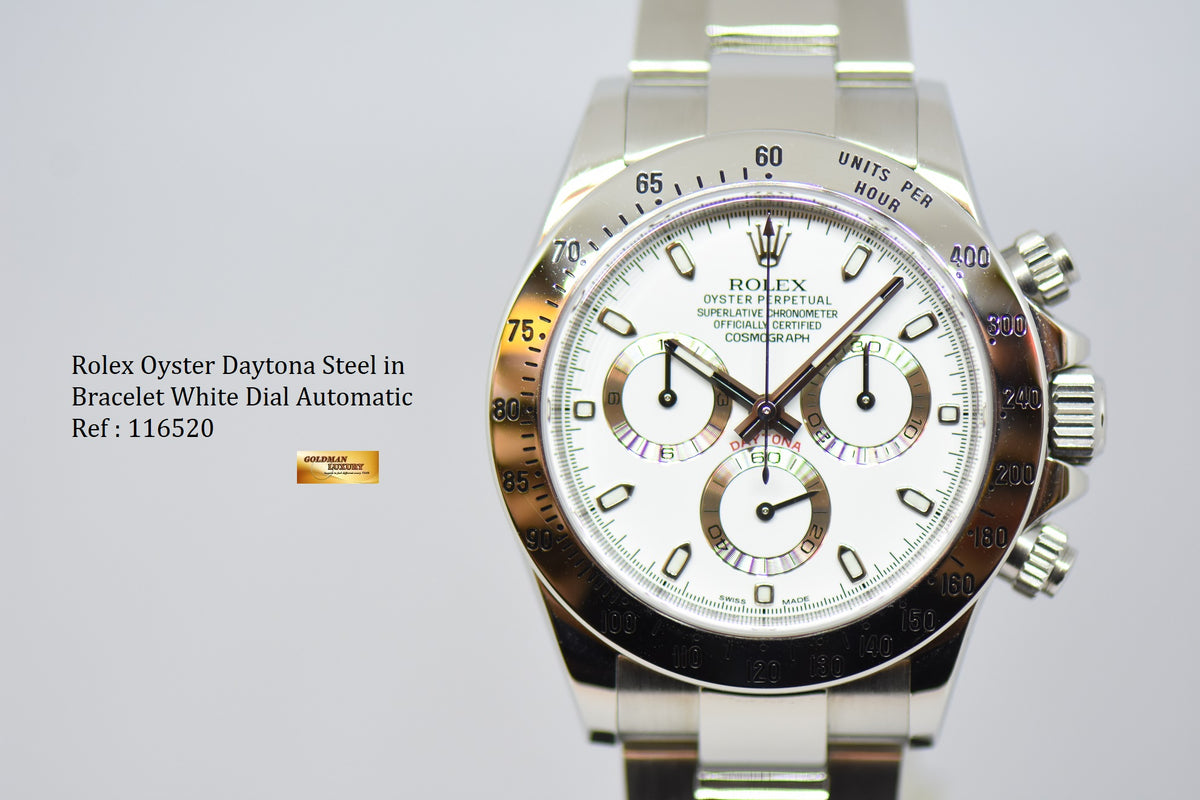 [SOLD] ROLEX OYSTER PERPETUAL DAYTONA STEEL IN BRACELET WHITE “APH” DIAL 116520 (MINT)