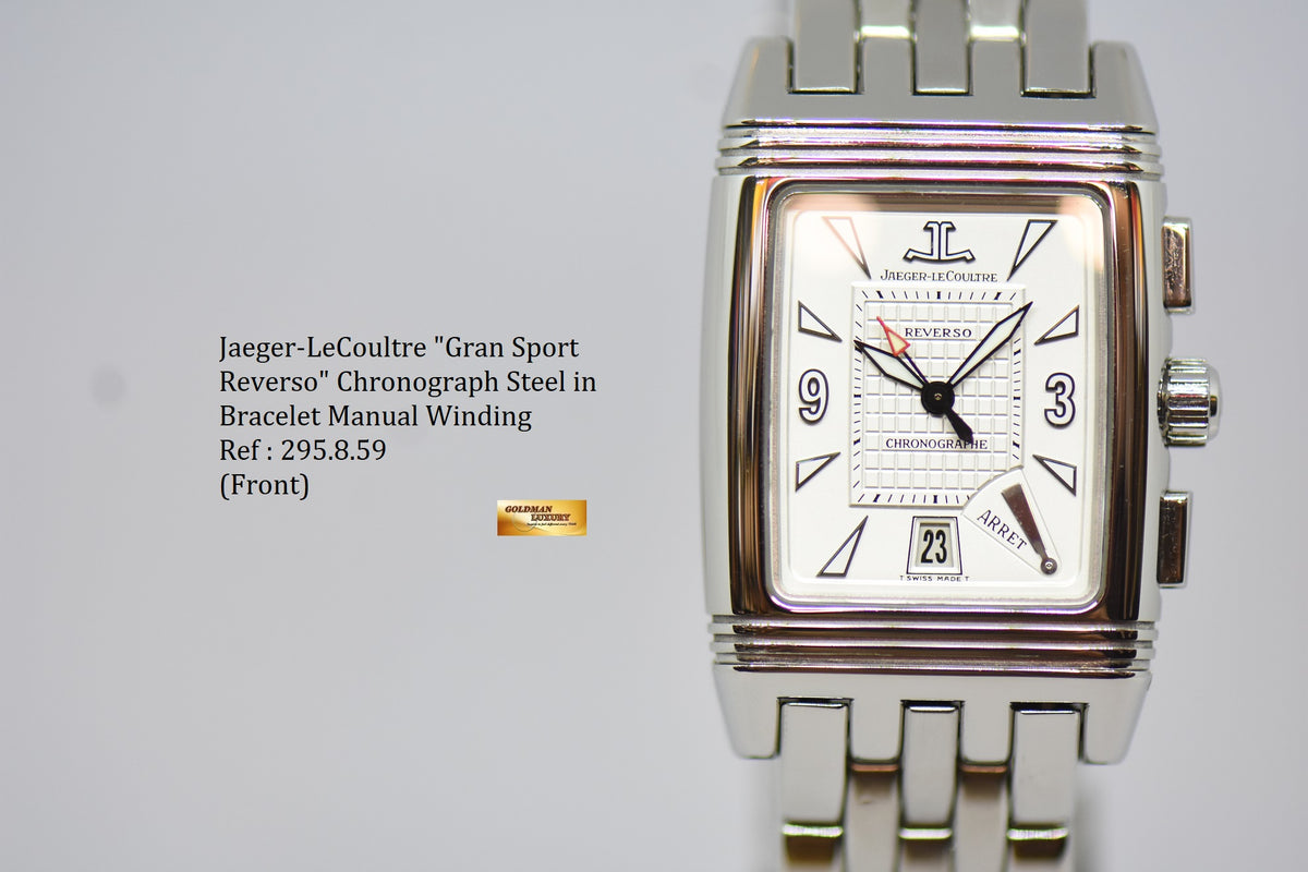 [SOLD] JLC GRAN SPORT REVERSO CHRONOGRAPH STEEL IN BRACELET MANUAL WINDING 295.8.59 (MINT)