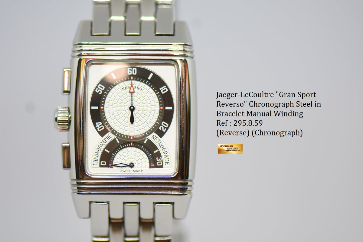 [SOLD] JLC GRAN SPORT REVERSO CHRONOGRAPH STEEL IN BRACELET MANUAL WINDING 295.8.59 (MINT)