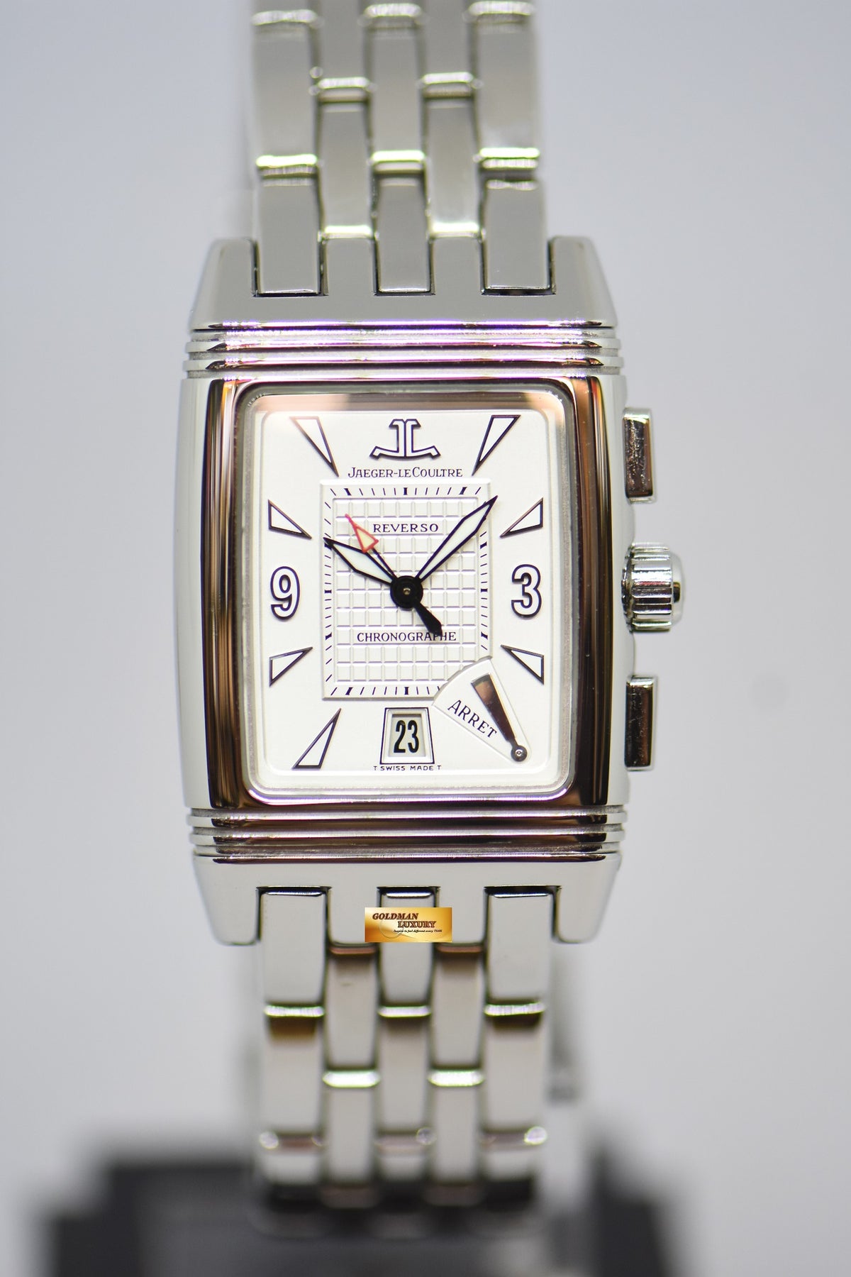 [SOLD] JLC GRAN SPORT REVERSO CHRONOGRAPH STEEL IN BRACELET MANUAL WINDING 295.8.59 (MINT)