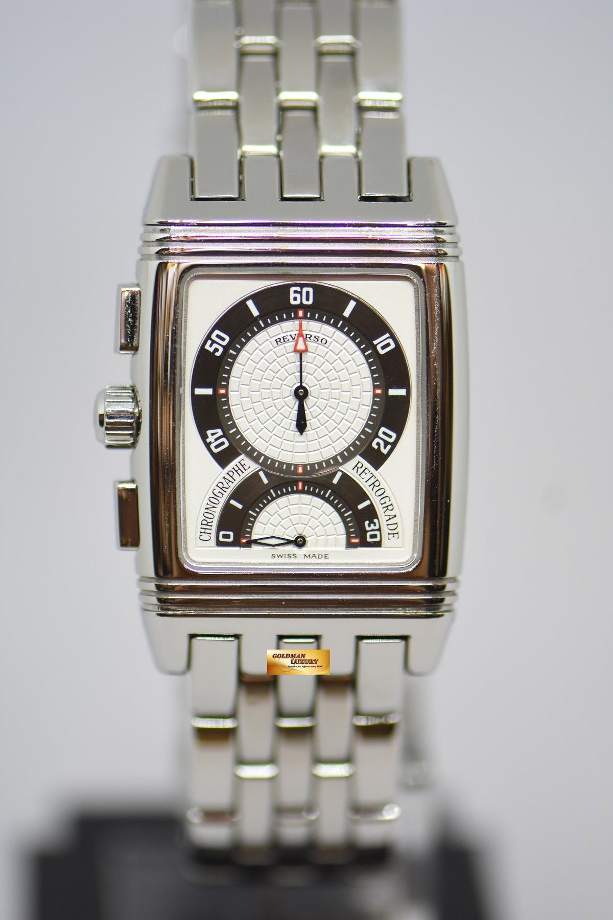 [SOLD] JLC GRAN SPORT REVERSO CHRONOGRAPH STEEL IN BRACELET MANUAL WINDING 295.8.59 (MINT)