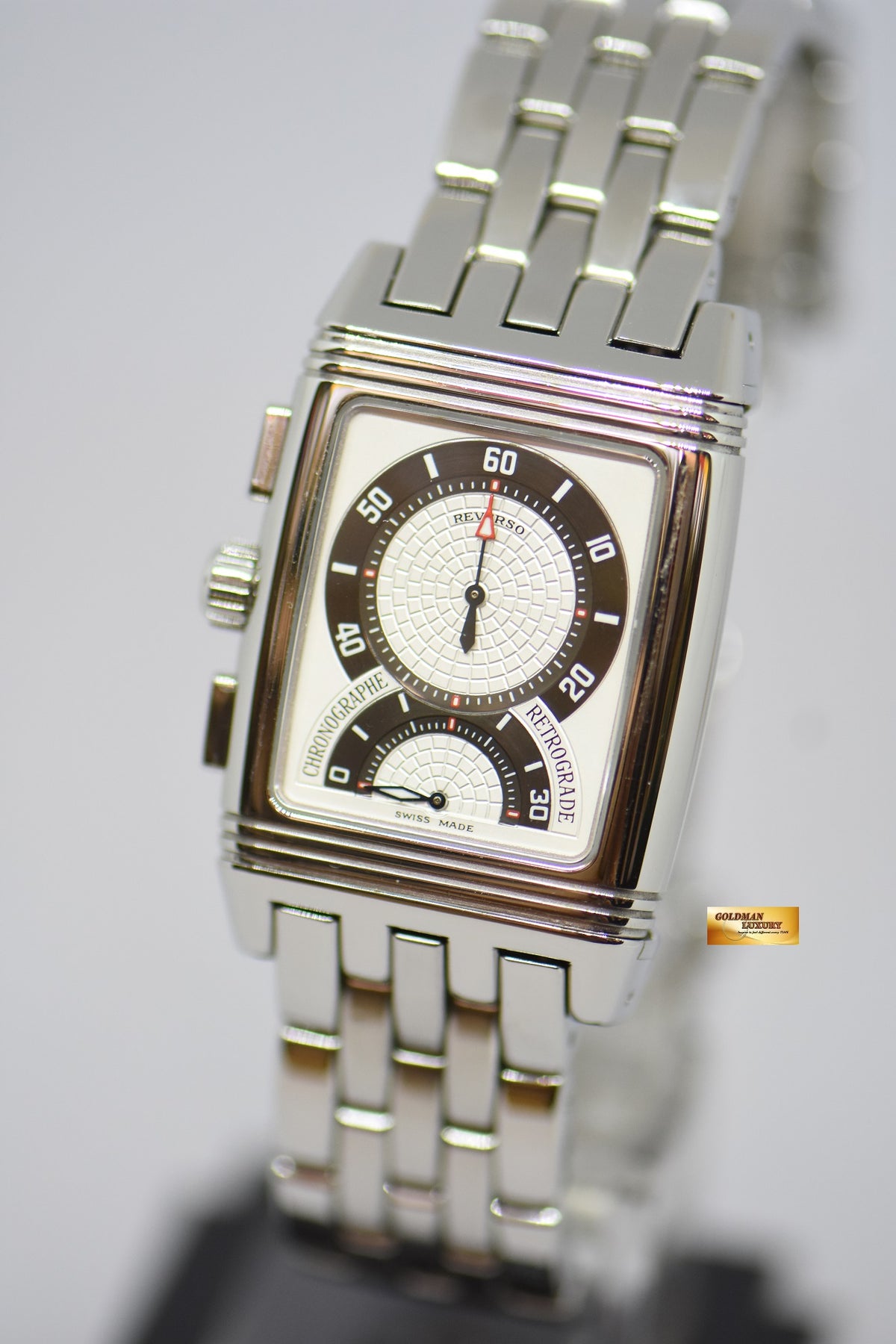 [SOLD] JLC GRAN SPORT REVERSO CHRONOGRAPH STEEL IN BRACELET MANUAL WINDING 295.8.59 (MINT)
