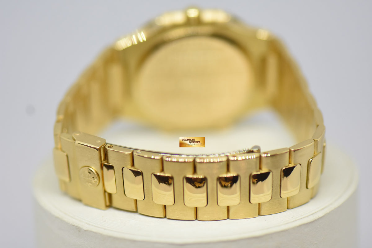 [SOLD] PATEK PHILIPPE NAUTILUS LADIES 33mm 18K YELLOW GOLD IN BRACELET BLUE SIGMA DIAL QUARTZ 3900 (MINT)