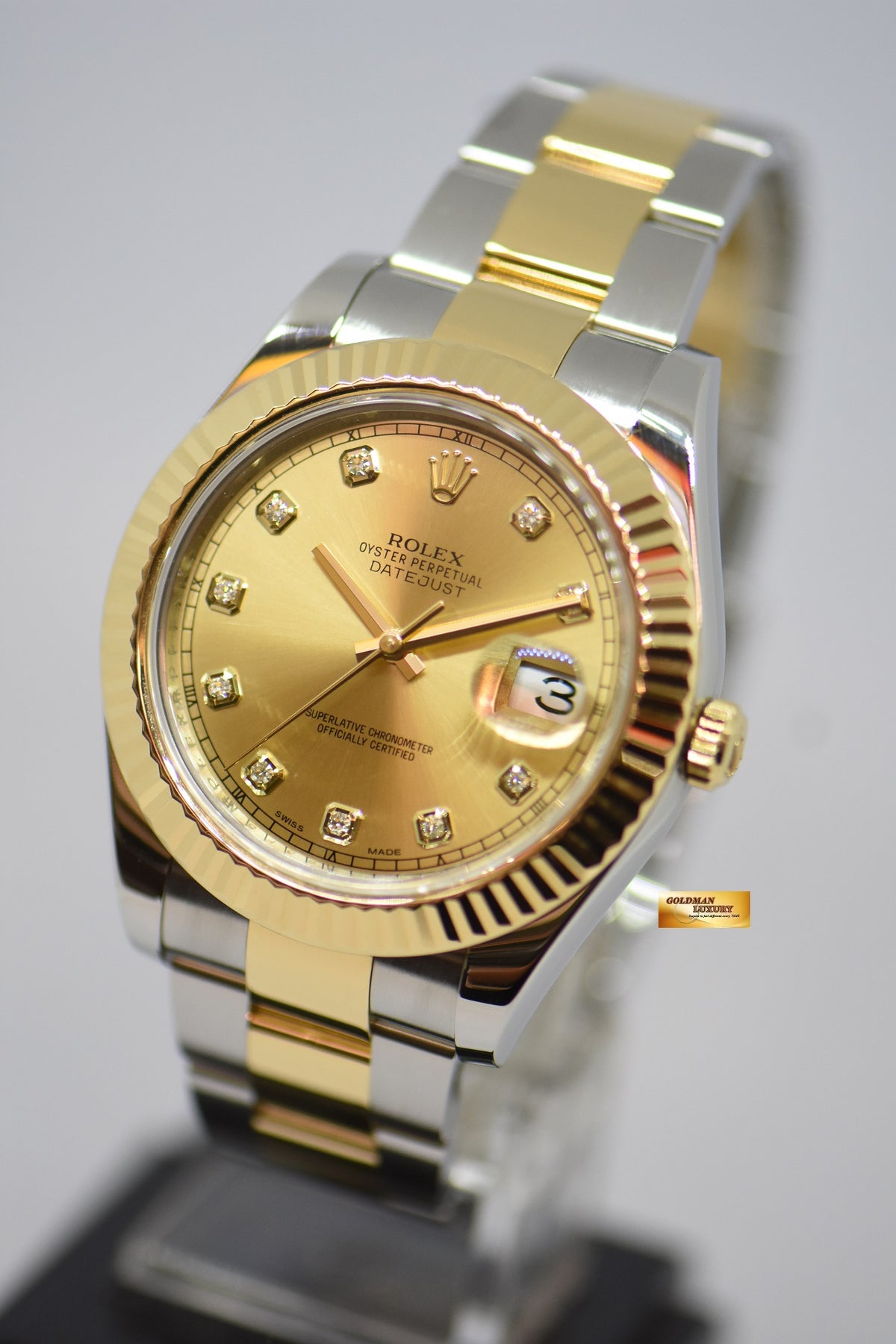 [SOLD] ROLEX OYSTER PERPETUAL DATEJUST II 41mm GOLD DIAMOND DIAL GOLD / STEEL IN OYSTER BRACELET 116333 (MINT)